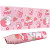 Logieut Tappetino per Mouse da Gioco Kawaii XL - Grande Tappetino Esteso per Scrivania Con Gatto Fragola Latte, Rosa, Grazioso Design Anime, Lungo