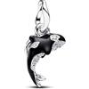 PANDORA Orca Sterling Silver Doppio Dangle with Clear Cubic Zirconia And Black Enamel