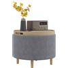 HOMCOM Pouf Contenitore Vellutato da 120 kg max con Vassoio a Ribalta, in MDF e Rovere, 56x56x42 cm, Grigio|Aosom
