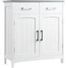 kleankin Mobile Bagno Salvaspazio Slim con 2 Ante, Mobiletto con 2 Cassetti e Ripiano Regolabile in MDF, 68x33x76cm, Bianco|Aosom Italy