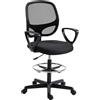 HOMCOM Sedia da ufficio ergonomica, poltrona da ufficio con poggiapiedi e braccioli, sedia da disegno in rete, altezza regolabile, supporto lombare, girevole a 360°, per studio lavoro a casa, nero