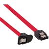 InLine Cavo SATA 7pin L-Form a SATA 7pin L-Form, Max 6Gbs, piatto, chiusura a scatto, connettore a 90 gradi, rosso, 0,3m [27303W]