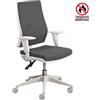 CKS Poltrona semi direzionale Unica Back System bianco/nero in tessuto ignifugo - braccioli regolabili