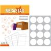 Megastar Etichette bianche rotonde con margini Megastar 12 et./foglio conf. da 100 fogli d.60 mm - LP4MS-60 - F10326