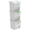 Prosperplast KEDEN SORTIBOX - Set di 3 bidoni della spazzatura, bianco rotto, volume 3 x 25 l