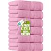 Utopia Towels, Set di asciugamani premium, 100% cotone filato ad anelli, ultra morbido e molto assorbente, 600 g/m², per bagno, palestra, doccia, hotel e spa, 40,6 x 71,1 cm, rosa, 6 pezzi