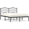 vidaXL Struttura letto con testiera in metallo nero 135x190 cm