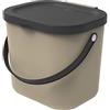 Rotho Albula Cestino Bio con Coperchio e Manico per la Cucina, Plastica (PP) senza BPA, Beige (Cappuccino)/Grigio (Antracite), 6 L, 23.5 x 20.0 x 20.8 cm