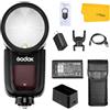 Godox V1-C V1 C Flash Lampeggiatore a Testa Tonda 76Ws 2.4G TTL, HSS 1/8000, Batteria al Litio da 2600 mAh, Lampada Modellante a LED a 10 Livelli Flash Esterno per Fotocamera