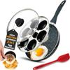 Eggssentials Padella per uova in camicia e macchina per uova in camicia, in granito con 6 tazze, padella antiaderente per frittata da 25,4 cm