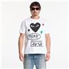 Comme des Garçons PLAY Maglietta Comme des Garçons PLAY T-Shirt Red Black Green Emblem Knit UNISEX White