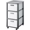 Rotho Country Contenitore Arrotolabile con 3 Cassetti in Rattan, Plastica (PP) senza BPA, Bianco, 3 x A4/18 L, 37.5 x 32.5 x 71.2 cm