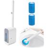 Noa Home Deco Scopino Bagno WC con 16 Ricambi, Scopettino Sospeso senza Forare, Spazzolone Spugna, Scovolino Accessori Bagno per Casa, Hotel