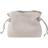 DUDU Borsa a Tracolla Donna in Pelle Intrecciata con Coulisse, Morbida e Capiente, Tracolla Regolabile, Chiusura Magnetica, Stile Elegante e Artigianale Grigio perla