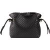 DUDU Borsa a Tracolla Donna in Pelle Intrecciata con Coulisse, Morbida e Capiente, Tracolla Regolabile, Chiusura Magnetica, Stile Elegante e Artigianale Nero rosa