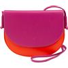 DUDU Borsa a Tracolla Donna Piccola in Pelle, Borsetta Design Sottile Compatta con Chiusura a Bottone, Tracolla Regolabile Fucsia