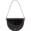 DUDU Borsa Donna a Tracolla in Vera Pelle, Mezzaluna Rigida, Made in Italy, Borsetta con Patta e Doppia Tracolla, Chiusura Magnetica Black eel