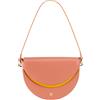 DUDU Borsa Donna a Tracolla in Vera Pelle, Mezzaluna Rigida, Made in Italy, Borsetta con Patta e Doppia Tracolla, Chiusura Magnetica Rosa flamingo