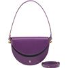 DUDU Borsa Donna a Tracolla in Vera Pelle, Mezzaluna Rigida, Made in Italy, Borsetta con Patta e Doppia Tracolla, Chiusura Magnetica Lawn