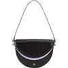DUDU Borsa Donna a Tracolla in Vera Pelle, Mezzaluna Rigida, Made in Italy, Borsetta con Patta e Doppia Tracolla, Chiusura Magnetica Nero