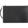 DUDU Bustina da Polso in Pelle e Tessuto con Cerniera - Busta Pochette Uomo Donna Elegante e Compatta con Laccetto Removibile Black_bright yellow