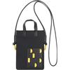 DUDU Porta Cellulare a Tracolla in Pelle e Tessuto - Borsa Piccola Uomo Donna con Tracolla Regolabile, Leggera e Moderna per Smartphone e Accessori Black_bright yellow