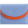 DUDU Portafoglio Donna Vera Pelle RFID con Portamonete, Portafogli Colorato a Doppia Patta Porta Carte di Credito Porta Banconote Blu pastello