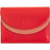 DUDU Portafoglio Donna Vera Pelle RFID con Portamonete, Portafogli Colorato a Doppia Patta Porta Carte di Credito Porta Banconote Rosso fiamma