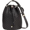 DUDU Borsa a Secchiello Grande Donna in Pelle Intrecciata - Borsa a Spalla Crossbody Elegante con Tracolla Regolabile, Coulisse e Pochette Interna - Stile Artigianale Casual Chic per Lavoro Tempo Libero Nero rosa