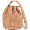 DUDU Borsa a Secchiello in Pelle Intrecciata - Borsetta Donna Piccola con Tracolla Regolabile, Coulisse e Pochette Interna, Elegante e Artigianale Rosa cipria