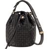 DUDU Borsa a Secchiello in Pelle Intrecciata - Borsetta Donna Piccola con Tracolla Regolabile, Coulisse e Pochette Interna, Elegante e Artigianale Nero rosa