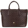 DUDU Borsa a Tracolla Donna in Vera Pelle Intrecciata - Borsa a Mano Elegante con Manici, Cerniera e Tracolla Regolabile Rimovibile - Borsetta Capiente per Ufficio e Tempo Libero Coffee brown