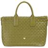DUDU Borsa a Tracolla Donna in Vera Pelle Intrecciata - Borsa a Mano Elegante con Manici, Cerniera e Tracolla Regolabile Rimovibile - Borsetta Capiente per Ufficio e Tempo Libero Olive green