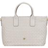 DUDU Borsa a Tracolla Donna in Vera Pelle Intrecciata - Borsa a Mano Elegante con Manici, Cerniera e Tracolla Regolabile Rimovibile - Borsetta Capiente per Ufficio e Tempo Libero Perla
