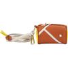 DUDU Custodia Porta Auricolari AirPods da Collo in Pelle con Cerniera - Mini Borsa Unisex con Laccio, Design Tennis Sportivo, per Chiavi e Monete Cannella