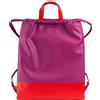 DUDU Zaino a Sacca in Pelle da Donna Sportivo di Moda Borsa Sacchetto con Coulisse e Spallacci Sottili in Pelle Fucsia