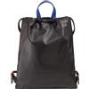 DUDU Zaino a Sacca in Pelle da Donna Sportivo di Moda Borsa Sacchetto con Coulisse e Spallacci Sottili in Pelle Nero