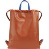 DUDU Zaino a Sacca in Pelle da Donna Sportivo di Moda Borsa Sacchetto con Coulisse e Spallacci Sottili in Pelle Cannella
