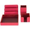 DUDU Set da Scrivania in Pelle per Ufficio 4 pz con Svuotatasche Porta Penne Porta Lettere Porta Block Notes Lampone