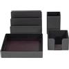 DUDU Set da Scrivania in Pelle per Ufficio 4 pz con Svuotatasche Porta Penne Porta Lettere Porta Block Notes Antracite