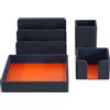 DUDU Set da Scrivania in Pelle per Ufficio 4 pz con Svuotatasche Porta Penne Porta Lettere Porta Block Notes Navy