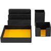 DUDU Set da Scrivania in Pelle per Ufficio 4 pz con Svuotatasche Porta Penne Porta Lettere Porta Block Notes Nero