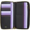 DUDU Portafoglio Donna Grande con Cerniera RFID in Pelle Nappa Zip Around 14 Tasche Porta Carte di credito e Portamonete Black_lavender