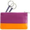 DUDU Astuccio portachiavi colorato in pelle uomo donna formato bustina con zip Fucsia