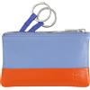 DUDU Astuccio portachiavi colorato in pelle uomo donna formato bustina con zip Blu pastello