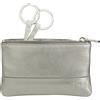 DUDU Astuccio portachiavi colorato in pelle uomo donna formato bustina con zip Argento