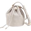 DUDU Piccola Borsa a Secchiello da Donna in Vera Pelle con Tracolla Regolabile e Chiusura a Coulisse - Borsa a Tracolla Elegante e Compatta con Cordoncino, Perfetta per l'Uso Quotidiano Perla