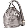 DUDU Piccola Borsa a Secchiello da Donna in Vera Pelle con Tracolla Regolabile e Chiusura a Coulisse - Borsa a Tracolla Elegante e Compatta con Cordoncino, Perfetta per l'Uso Quotidiano Dark Silver