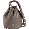DUDU Piccola Borsa a Secchiello da Donna in Vera Pelle con Tracolla Regolabile e Chiusura a Coulisse - Borsa a Tracolla Elegante e Compatta con Cordoncino, Perfetta per l'Uso Quotidiano Taupe
