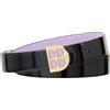 DUDU Cintura Donna in Vernice, Vera Pelle Made in Italy, H 23mm, Reversibile, Sottile, Cintura Elegante di Alta Qualità Black_lavender